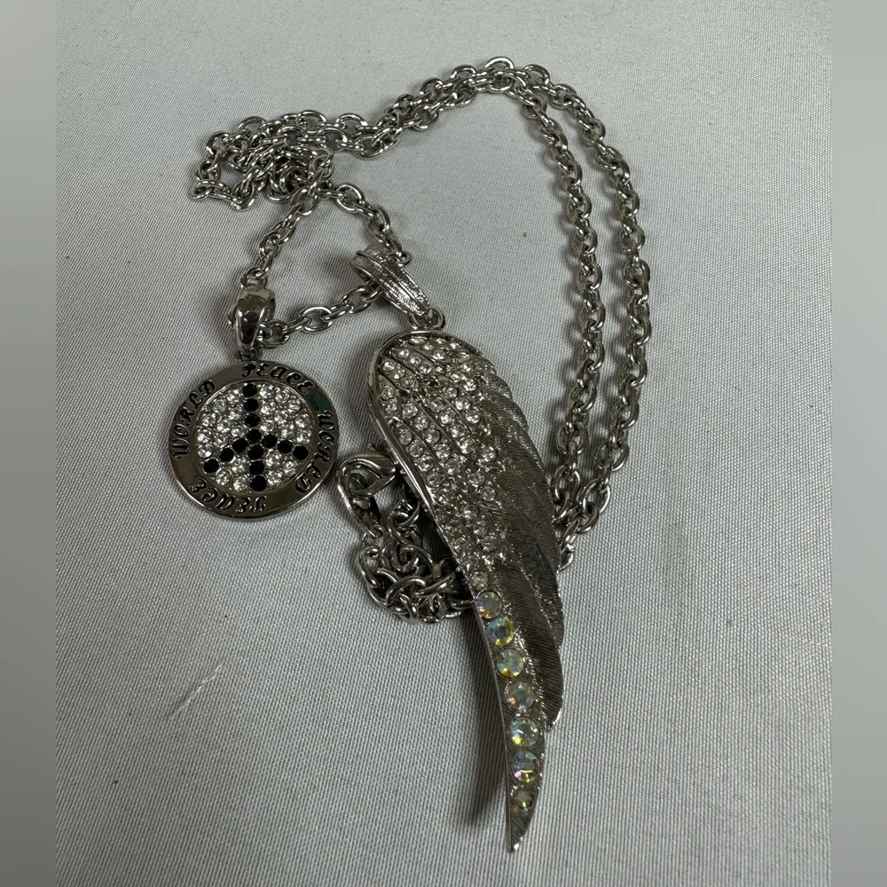 Three long boho chic charm style necklaces